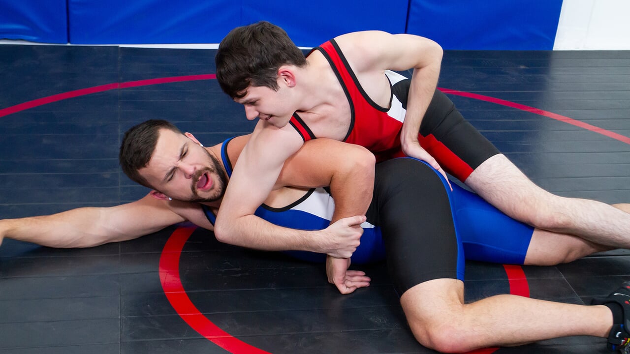 cocky boy dakota lovell dominates hairy buddy eric fuller during wrestling practise - varsity grip poster