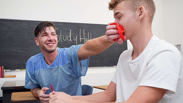 lad guy jerk waters gets predominated and bullied by hard ripped jock jordan starr in class - hooligan him poster