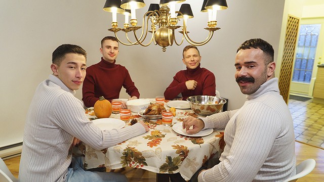 twink trade - nasty nubile twunks help their stepdads with the thanksgiving dinner and penis poster