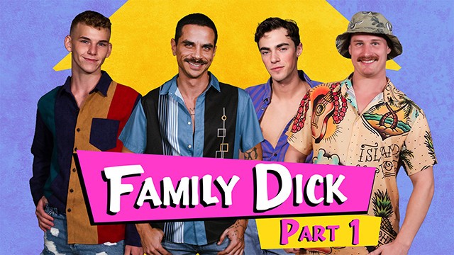 fit tattoed fellow masturbate waters take two sausages at the same time in weirdo taboo 3 way - familydick poster